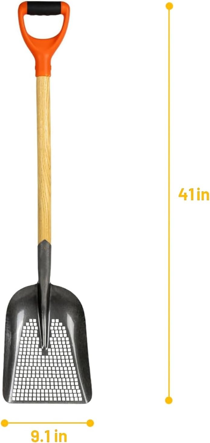 Sifting Scoop Shovel Steel Sand Sifter Treasure Shovel Digger Sifter for Farm Chicken Coop Goat Stall Sand Poop Cleaning, and Beach Digging Fun - Image 2