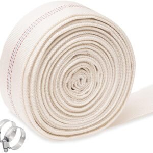 1.5" x 30 FT Heavy Duty Reinforced PVC Swimming Pool Backwash Hose, General Purpose Lay-Flat Water Discharge pipe for Water Transfer Applications, White