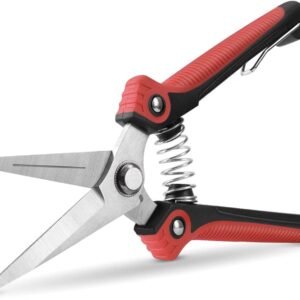Pruning Scissors, Professional Garden Shears - Straight Stainless Steel Blades - Sharp Gardening Hand Pruner for Garden Harvesting Fruits, Vegetables, Trimming Flowers and Plants, 8.1IN(Red)