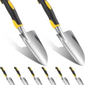 8 Pcs Garden Shovel Aluminum Alloy Heavy Duty Trowel Garden Tool Small Shovels for Digging Metal Hand Trowel Spade with Soft TPR Handle for Lawn Yard Farm Home Shop Planting