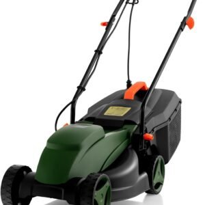 12A Corded Electric Lawn Mower, 14" Walk-Behind Lawn Mowers with 3 Adjustable Cutting Positions, 9.3-Gallon Grass Catcher, Push Lawnmower for Backyard Garden Farmyard (Green, 12-AMP 14-Inch)