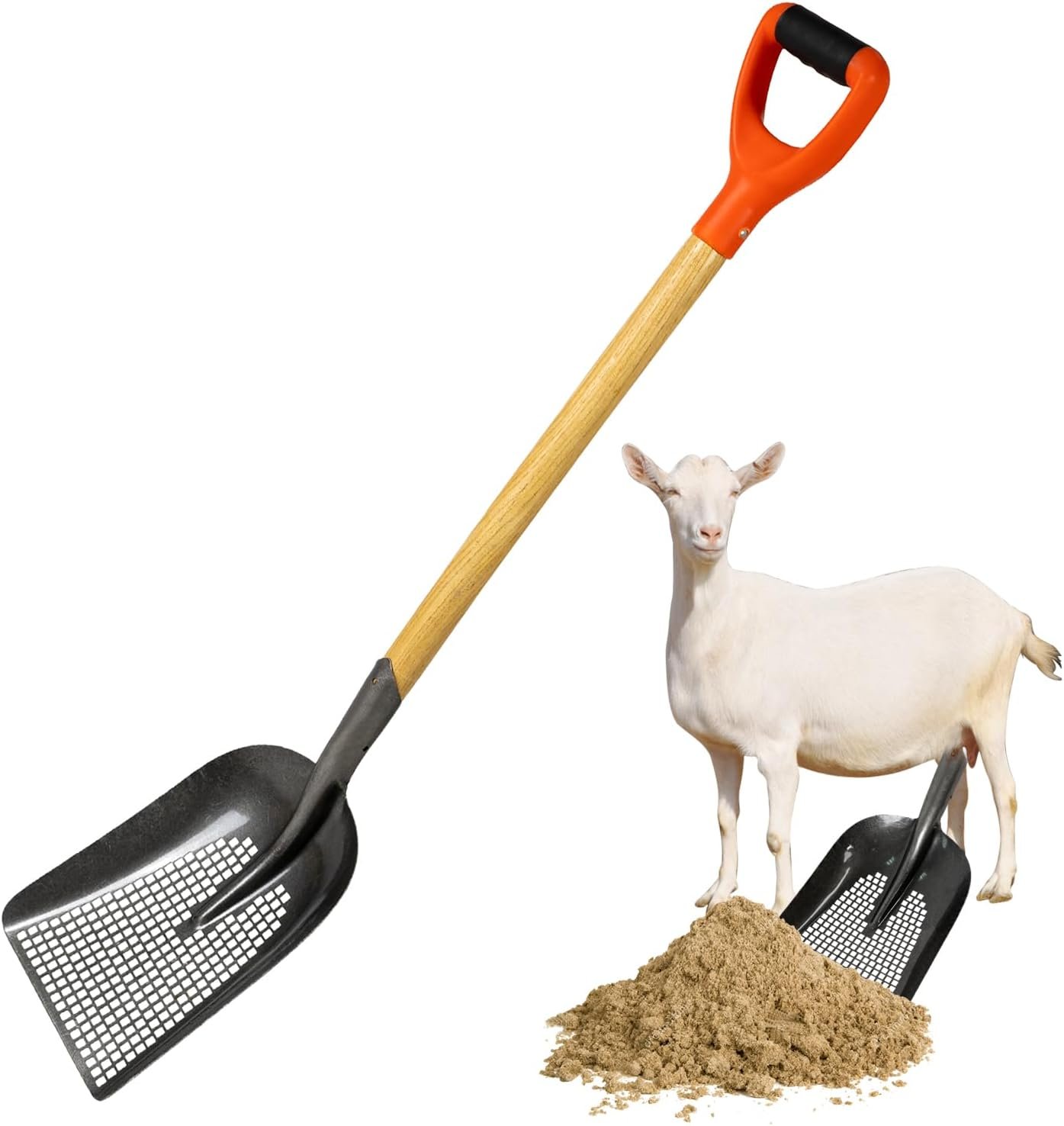 Sifting Scoop Shovel Steel Sand Sifter Treasure Shovel Digger Sifter for Farm Chicken Coop Goat Stall Sand Poop Cleaning, and Beach Digging Fun