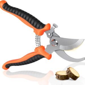 Pruning Shear, Premium Gardening Scissors for Rose Bushes, 7.5IN Garden Pruner Effortlessly Cuts 0.6IN Branches with Stainless Steel Blades Softgrip, One-Hand Lock Garden Clippers for Shrubs