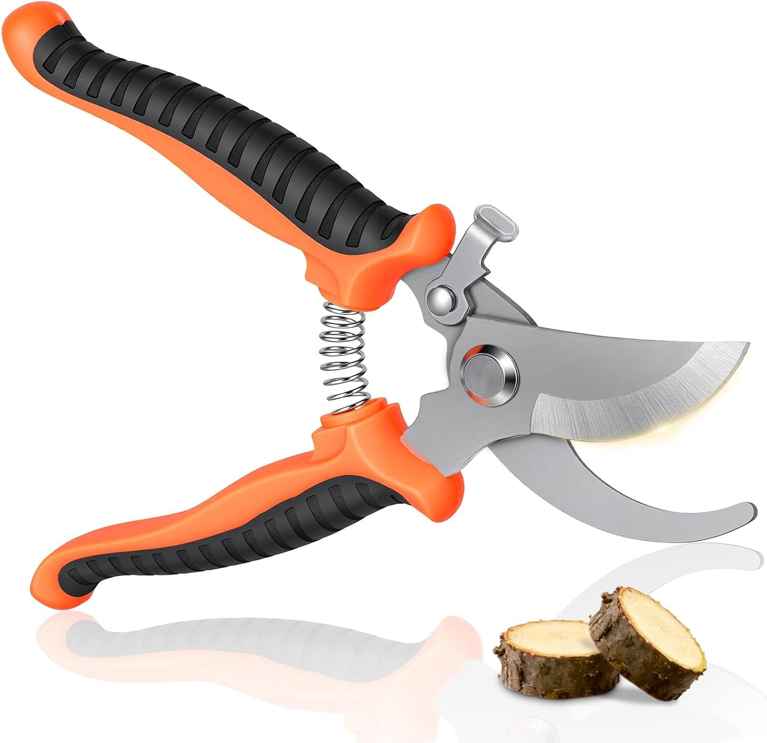 Pruning Shear, Premium Gardening Scissors for Rose Bushes, 7.5IN Garden Pruner Effortlessly Cuts 0.6IN Branches with Stainless Steel Blades Softgrip, One-Hand Lock Garden Clippers for Shrubs