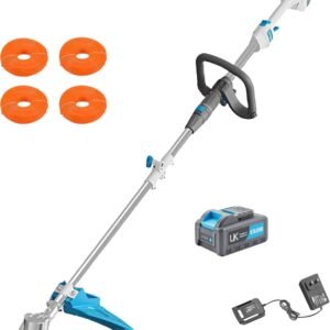 17" Cordless String Trimmer, 40V Lithium Battery Weed Wacker with 2.0Ah Battery & Fast Charger & .095'' line, 2 in 1 Grass Trimmer and Edger, 2-Speed Adjustable, Low Vibration Lawn Garden Tool