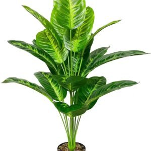 Artificial Plants in Pots Large Fake Tree Floor Faux Tropical Plants Decorative Greenry House Potted Tall for Home Office Living Room Decor Indoor Garden Outdoor (80cm Tropical Banana)