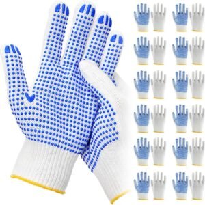 12 Pairs Cotton Non-Slip Work Gloves - Breathable Unisex Gardening, Warehouse, and Industrial Gloves