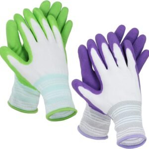 2 Pairs of Breathable Rubber Coated Gardening Gloves - Non-slip Grip Outdoor Protection for Men and Women