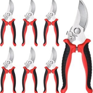 6 Pcs Garden Bypass Pruning Shears Bulk Heavy Duty Gardening Scissors Stainless Steel Blades Gardening Shears Handheld Garden Pruners Manual Plant Clipper for Flower Trimming Secateurs Tool 7.48 Inch