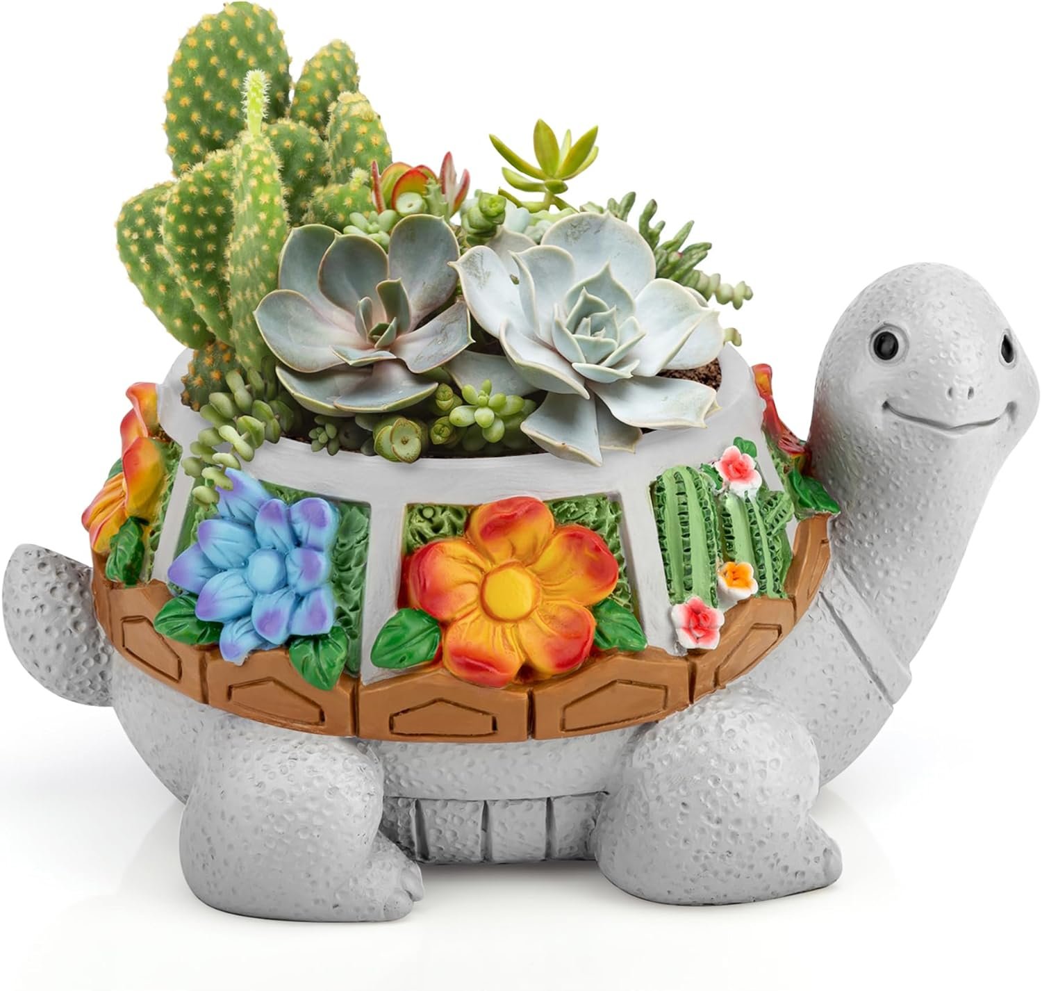 Succulent Plant Pots, Turtle Planter Flower Pots with Drainage Hole, Cute Planting Pots for Cactus, Succulent Planters for Indoor Plants Home Office Garden Flower Pot Gifts for Plants Lover