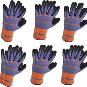 6 Pairs of Breathable Latex Coated Gardening Gloves - Unisex Outdoor Work Summer Gloves