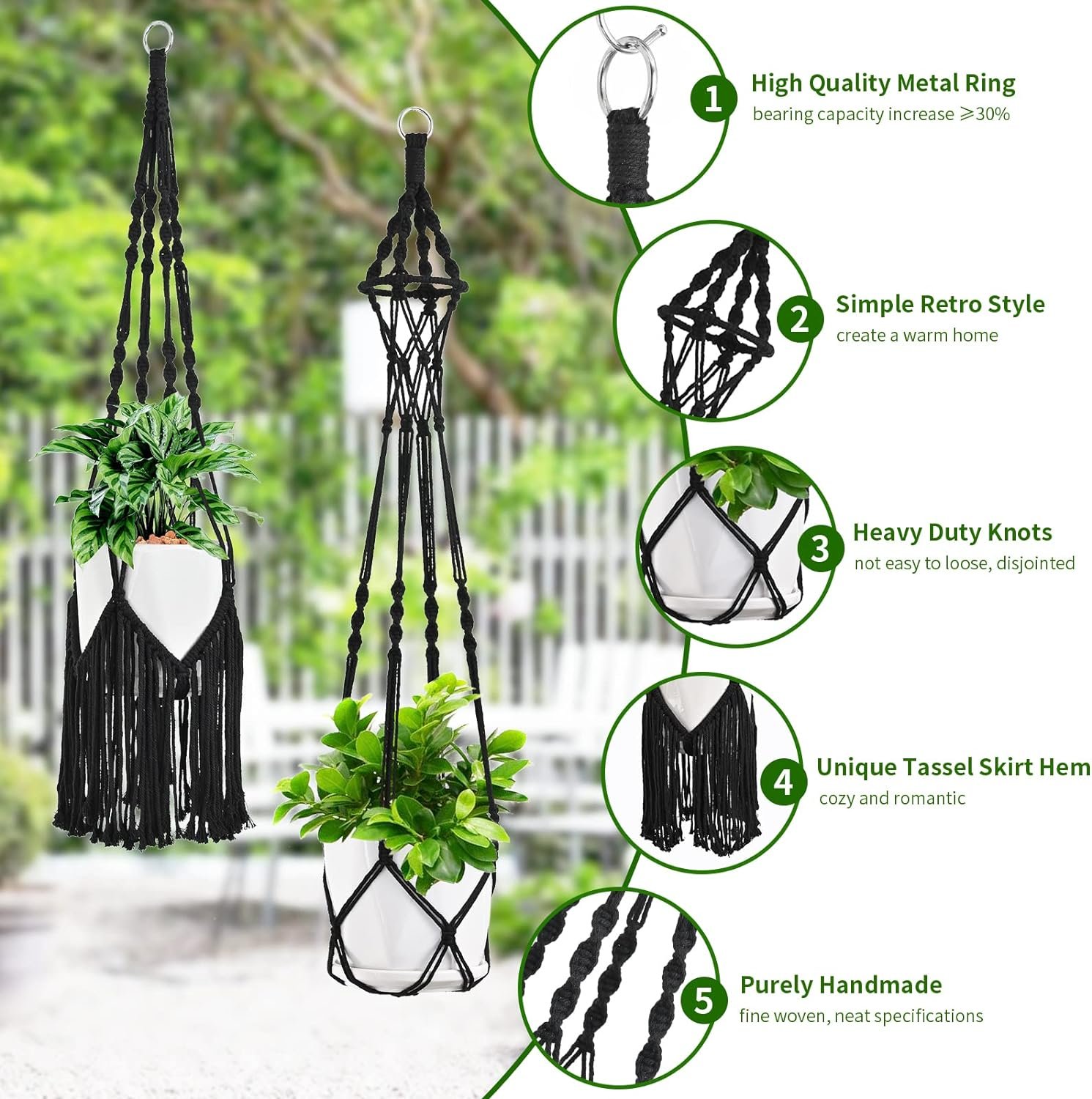 Macrame Plant Hangers, 6Pack Hanging Planters for Indoor Plants w/ 6 Set Hangers Kit Handmade Macromay Plant Hangers Indoor Flower Pots Holder Stand for Boho Home Décor (POTS NOT Included) - Image 2
