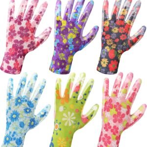 6 Pairs of Women's Breathable Rubber Coated Gardening Gloves - Multi-purpose Outdoor Work Gloves