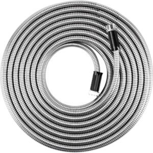 Metal Garden Hose 25 ft Flexible No Kink Lightweight RV Drinking Water Hose Extension Leader Hose Heavy Duty Outdoor