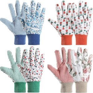 4 Pairs Women's PVC Non-Slip Dot Gardening Gloves - Suitable for Yard Cleaning, Fishing, and Planting